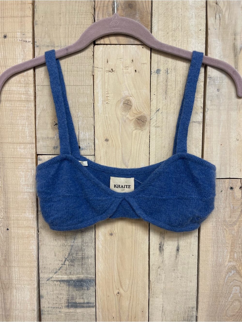 KHAITE Denim Blue Knit Bralette